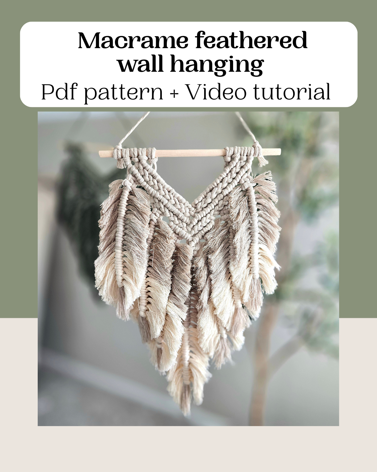 Macrame layered feather wall hanging PDF pattern + Video tutorial. Ste ...